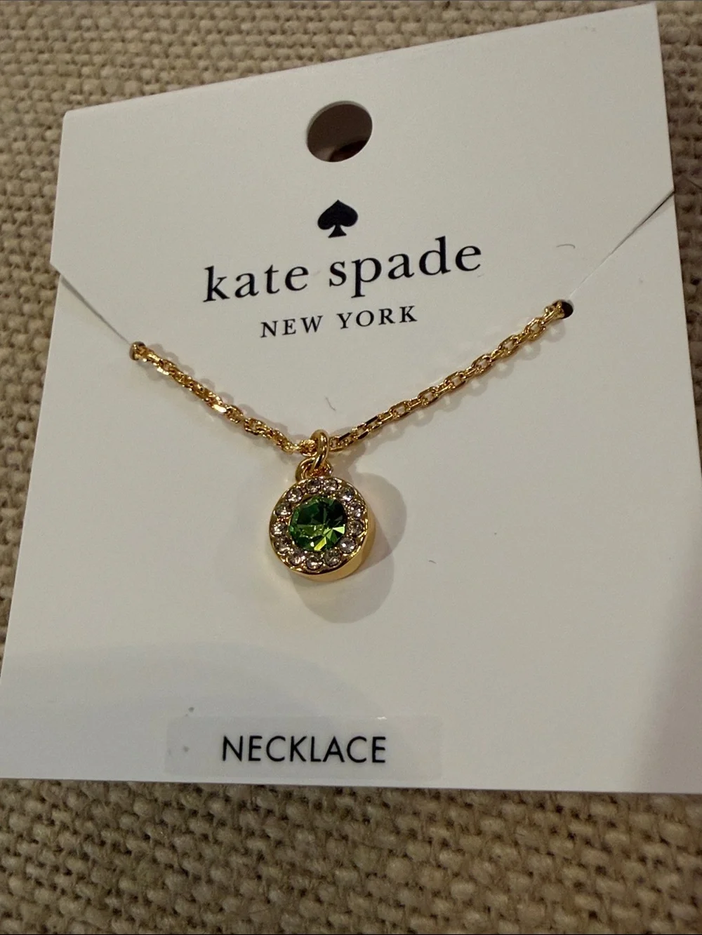 kate spade Peridot Green You're A Gem Pave Halo Pendant/NWT